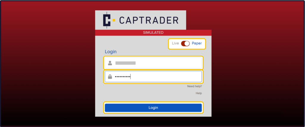 captrader papertrading password