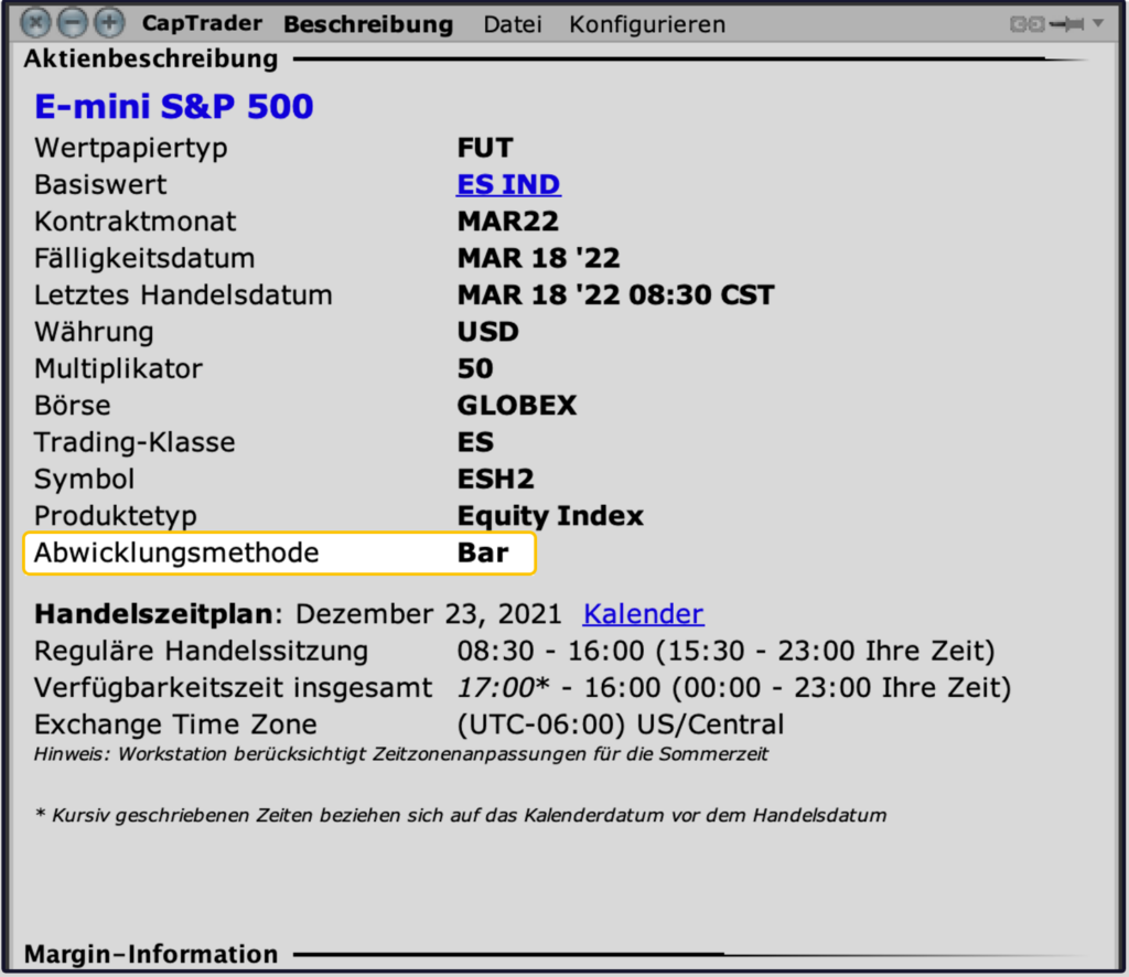 captrader futures settlement abwicklungsmethode bar