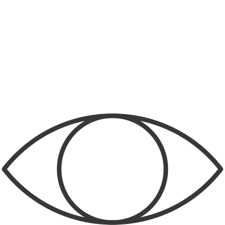 Simple black outline of a human eye on a solid yellow background, symbolizing account management and attentive supervision.