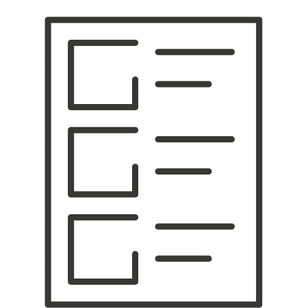 Simple illustration of a checklist or form with three checkboxes and horizontal lines representing text on a yellow background, ideal for topics such as sustainable investing.