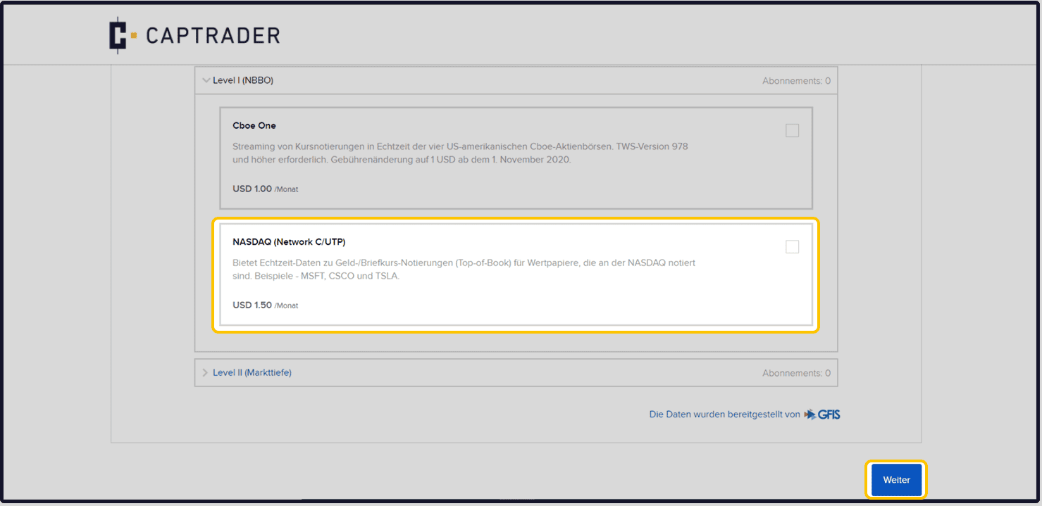 select market data package