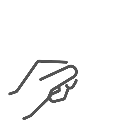 Ein Handsymbol drückt auf eine kreisförmige Taste, woraufhin Funken und ein Häkchen erscheinen, die für handelbare Produkte stehen - alles vor einem gelben Hintergrund.