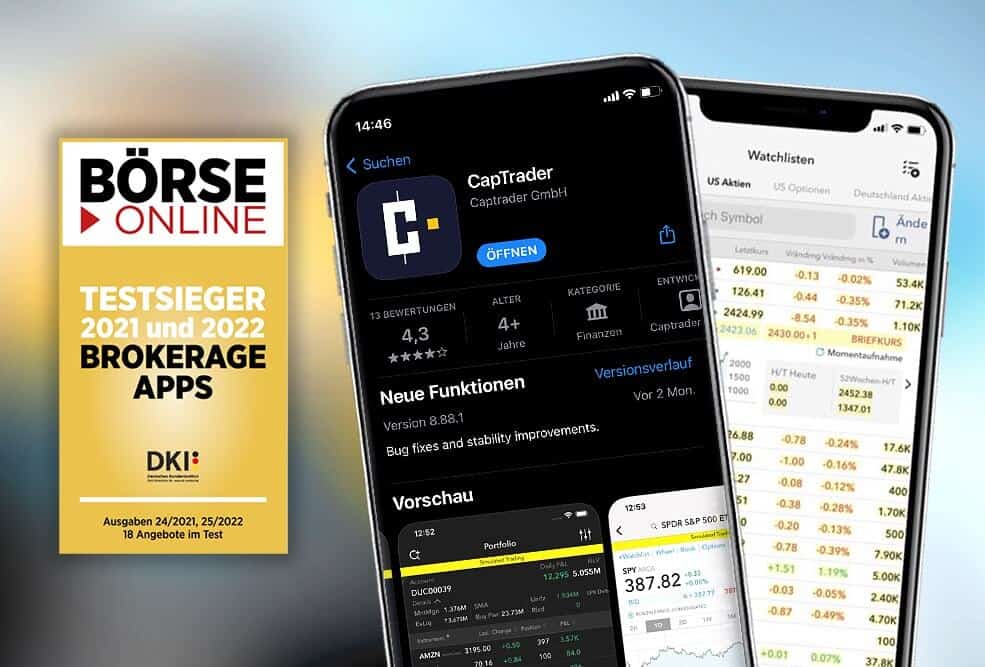 Testen Sie die Online-Börse mit der Captrader-App.