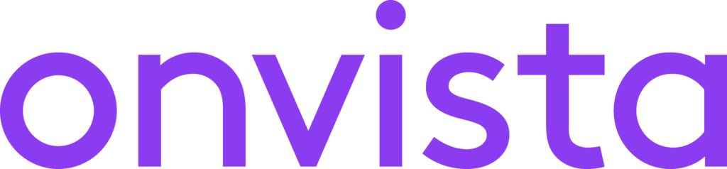 The image shows the word "onvista" in small, bold, purple letters on a white background.