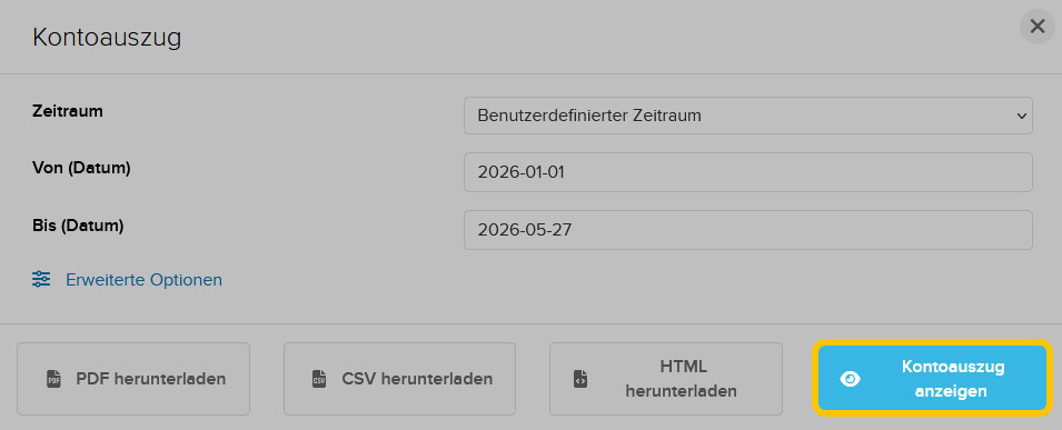 Kontoauszug anzeigen